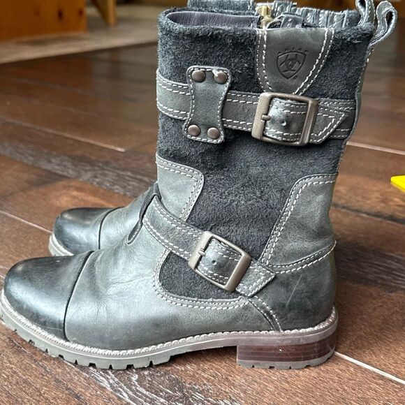 Ariat leather mid calf boots women’s size 7 gray winter - Picture 1 of 10